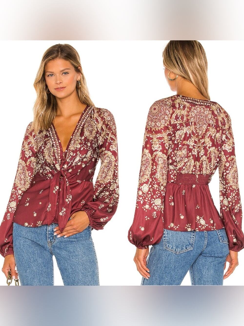 Revolve Free People Run Free Paisley Satin Top